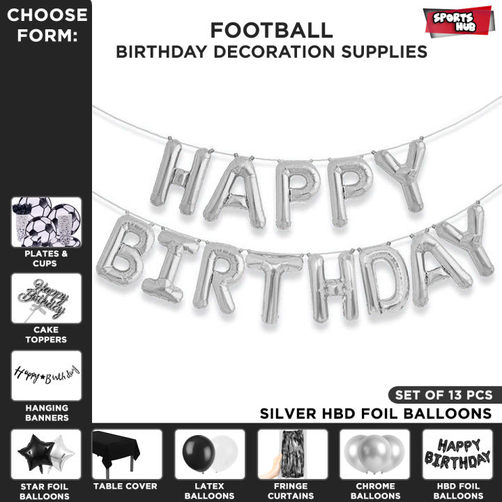 Happy Birthday Football Soccer Fun Theme Pack (Includes Birthday Banner+Balloons+Fringe Curtain+Table Cover+Cake Topper) Birthday & Party Decor Items Birthday Theme Birthday Decoration Birthday Theme For Boys Girl Birthday Accessories & Party Celebrations