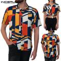 INCERUN Men Womens Summer Hawaiian Beach Holiday Party Shirt Hot Couple Tee Tops Clothes. 