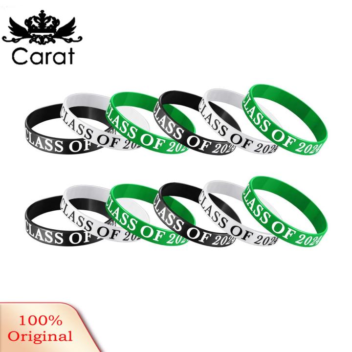 Carat Motivational Bracelets 12 Pcs Colorful Silicone Bracelets with Motivational Quotes Perfect Graduation Gift for Students Inspirational Wristbands for Classmates Elastic Unisex Design