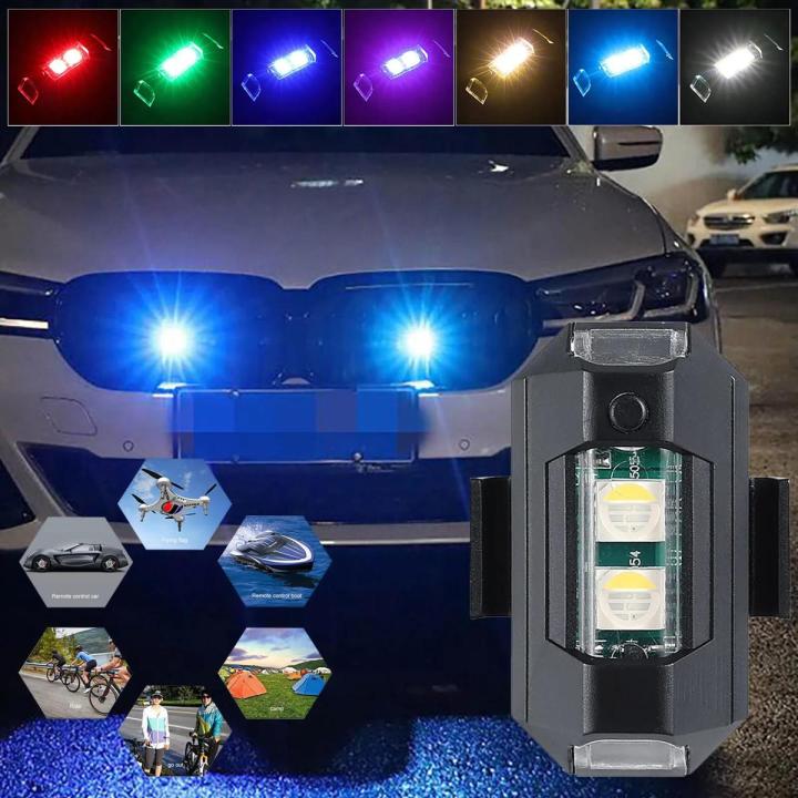 7-Color LED Strobe Warning Light - USB Rechargeable For Motorcycle, Bike, Drone
