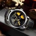 Premium NS - Never Stop Watch With Rotating Wheel and Leather Strap.. 