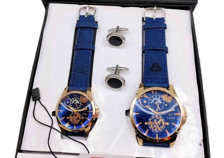 TOMI COUPLE WATCH GOOD LOOKING DILE GOOD QUALITY LATHER STRAP WITH CAFLING