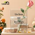 Book Design Flower Vase Modern Clear Acrylic Book Design Vase Stylish Transparent Flower Vase for Home Office Decor Nordic Style Aesthetic Leak-proof Book Vase. 