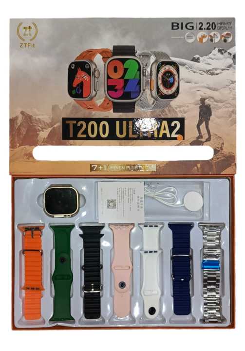 ZT Fit Ultra-2 ( 7 in 1 ) Straps Smart Watch New Edition  Metal Body Big 2.20 Infinite Display Smart Watch With Wireless Charger