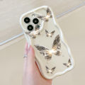 Hontinga for Tecno Spark 20 Pro Back Cover Beautiful Butterfly Cream Texture Phone Case Wavy Edge Soft Silicone Cover. 