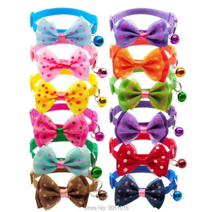 Adjustable Pet Cat Dog Neck Collar Bow Design With Bell 01 cm Width Nylon Colar for Puppy Small Dogs Cats Colar PS223  PS-CO