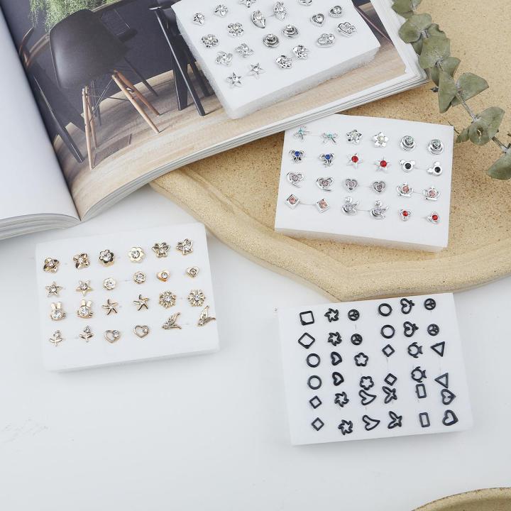 12Pairs Shiny Earring Stud Set Earring For Women Girl Earrings Jewelry