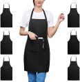 Pack of 2pcs Black Kitchen Aprons with 2 Pockets Durable Personalized Apron for BBQ Kitchen Cooking Baking Crafting Restaurant. 