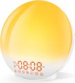 Wake Up Light Sunrise Alarm Clock  Radio for Kids, Heavy Sleepers, Bedroom, with Sunrise/Sunset Simulation, Fall Asleep, Dual Alarms, FM Radio, Snooze, Nightlight, 7 Colorful Lights, 7 Natural Sounds (White). 