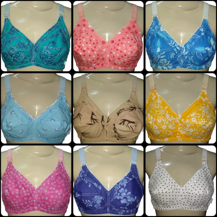 Pack Of 6 Cotton Multicolor Bra For Women - Soft Cotton Non Paded ...