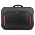 Targus Laptop Bag, Fits Laptops up to 17.3", Classic Clamshell Design, Re-enforced Case with Shoulder Strap and Padded Handle - Black/Red. 