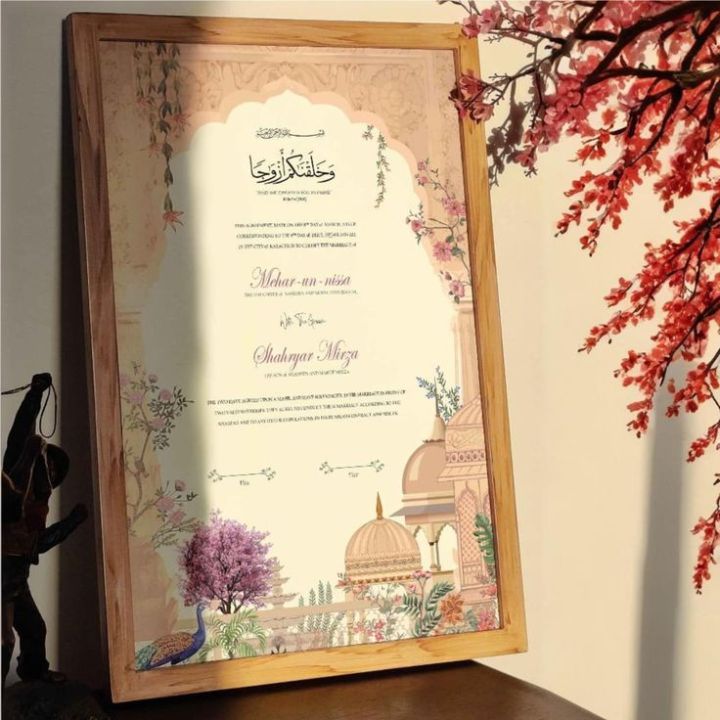 "New Hot Selling🔥🔥🔥 ♥️ Customized Nikkah Frame 😍 | Luxury HD Wedding Frame with Nikkah Nama Certificate & Fingerprint 💍 | Best Gift for Bride, Groom, Couples & Special Occasions 🎁,Nikkah Frame,Wedding Frame,Anniversary Frame,Wedding Gift"