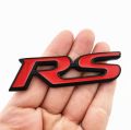 Car Metal RS Logo Red Black | 3D Stylish Emblem Badge Sticker for Cars. 
