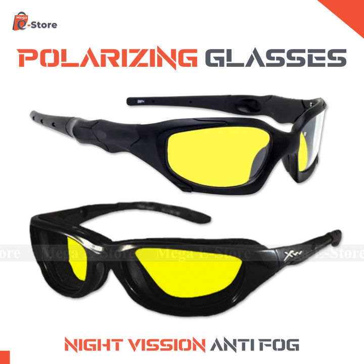 Day-Night Vission Anti Fog Polarizing Glasses For Driving - Night Vision Yellow Anti Glare Glasses For Bike Riding - Anti Flare Night Glasses For Male & Female - Easy To Use Unisex Comfortable Anti Fog Night Vission Glasses - Sports Glasses For Night