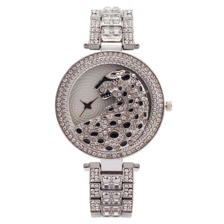 【ETOP】Women Luxury Full Crystal Quartz Watch  Fashion 3D Leopard Dial Stainless Steel Bracelet Wristwatch Female Clock Reloj Mujer