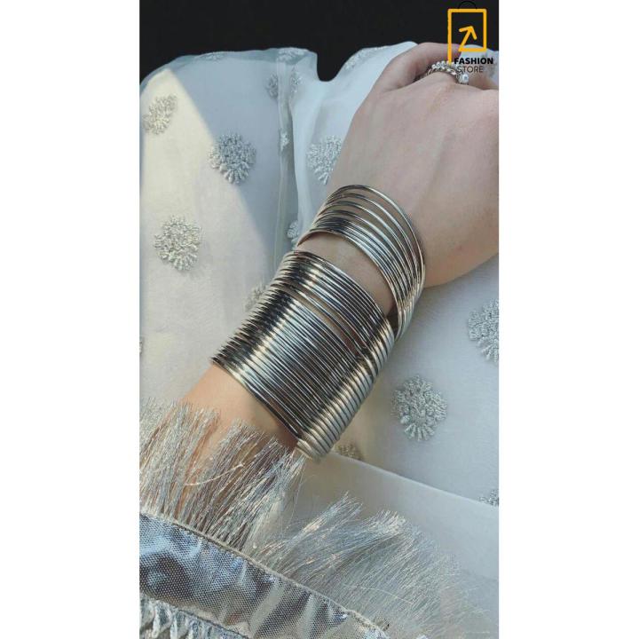 Plain Silver Stainless Steel Bangles Pack of 36