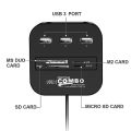 Smart Mini USB HUB All in 1 Combo 3 Ports USB 2.0 Splitter Adapter TF SD SDHC M2 MS MMC Slot Card Reader for PC Laptop Desktop. 