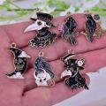 10pcs Gothic Style Moon Skull Crow Enamel Charms for DIY Jewelry Making Earring Necklace Bracelet Keychain Pendants Accessories. 