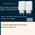 Techno 45W Original Charger Genuine | High-Speed 45 Watt Charging | Techno Charger Original with Charging Cable | Universal Compatibility | Fast & Efficient 45W Charger | Durable Techno Charge for Optimal Performance. 