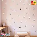 Round Silver  Acrylic Waterproof DIY Home Mirror Wall Stickers for Living Room Bedroom Decor - Gift Mall. 
