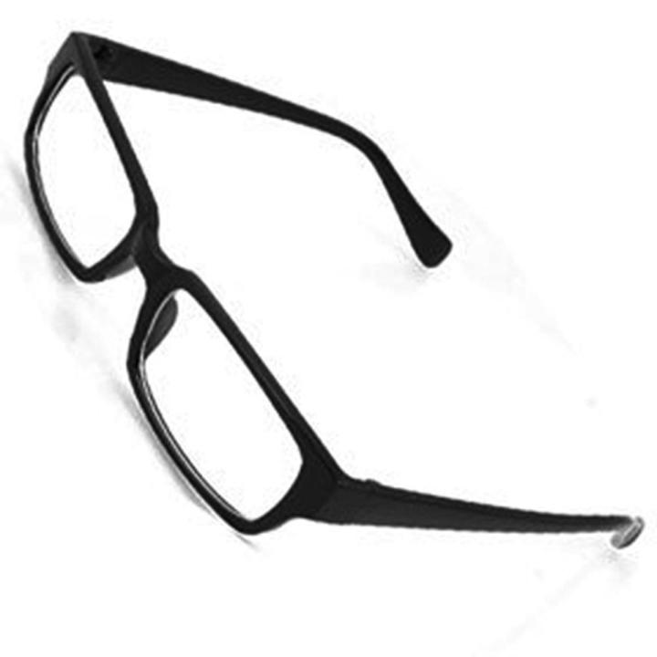Black Rectangle Plastic Frame Clear Lens Glasses