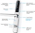 Ruveno Slim Smart Fingerprint Door Lock with Handles, Keyless Entry Door Lock, Bluetooth Fingerprint Keypad Card Keyless Unlock for Aluminum Swing Wooden Door(Grey). 