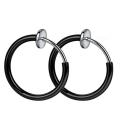 1Pair Fashion Hip Hop Stainless Steel Retractable Earrings No Piercing Earrings Cuff Earrings Round Hoop Ear Cuff Women Men Jewelry Gift. 