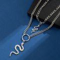Aprilwell Snake Layered Pendant Necklace For Aesthetic Silver Color Chain Jewelry E Girl For Friends. 