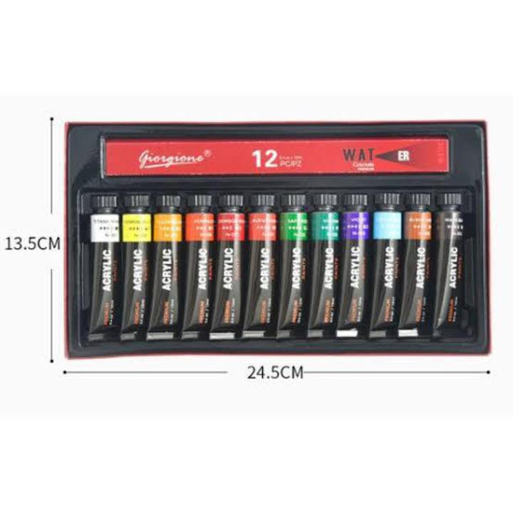 GIORGIONE 12 Color 12ml Tube Waterproof Acrylic Paint Set Suitable For Fabric Painting Hand Painted Artist Children Supplies...