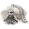 Astronaut Pendant Necklace Galaxy Universe Spaceman Meditation Trinket Retro Stainless Steel Chain Men. 