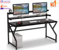 Computer Desk with Monitor Stand, 48 Inch Large Modern Office Desk Gaming Table Studying Writing Desk Workstation with Hutch for Office & Home Office, Black. 