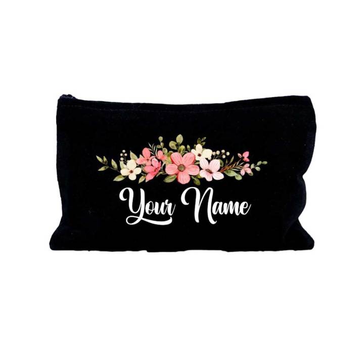 Name/Logo FLOWER Custmized Geometey Pouch Pencil / Pen Pouch (Digitally printed on valvet)-Custom Geometry