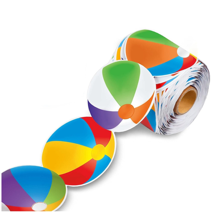 Bulletin Board Border 68.9 Feet Beach Ball Border Trim Borders for School Classroom Home Chalkboard Decoration Easy Install Easy to Use