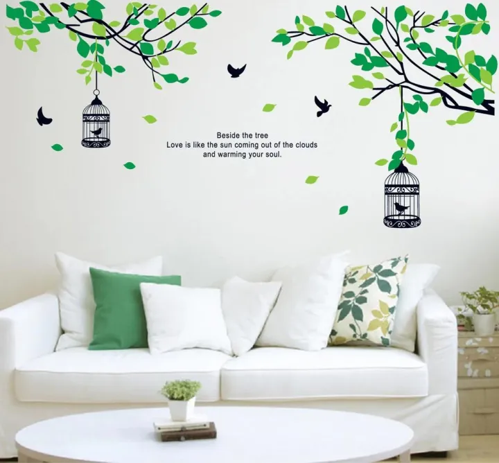 Flowers%20Tree%20branches%20Birdcage%20Wall%20Stickers%20Vinyl%20DIY%20Wall%20decals%20For%20Living%20room%20Bedroom%20Sofa%20background%20wall%20kids%20room%20Decor%20JM7178%20-%20Image%203