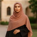 Rose Gold Chiffon Hijab – Soft Lightweight Plain Scarf – Double Loop Easy to Wear Stole for Girls and Women. 