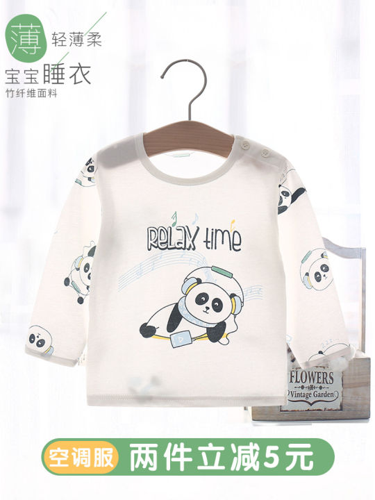 Baby%20pajamas%20baby%20summer%20ultra-thin%20cotton%20long-sleeved%20T-shirt%20top%20children's%20air-conditioning%20clothing%20boys%20and%20girls%20spring%20and%20autumn%20-%20Image%202