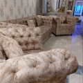 Turkish Fabric Imported 5 Seater Modern Chesterfield Sofa Set In Order 3+1+1 With Free Matching Cushions. 