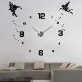 Wooden Large Wall Clock Self-Adhesive Angel Time Sticker DIY 3D Clocks Digital Watch for Living Room Home Decor - Wooden Wall Clock's. 
