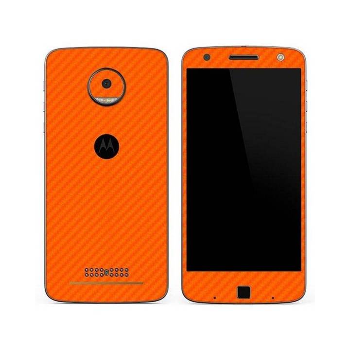 Moto Z Orange Carbon Fiber Texture Mobile Skin