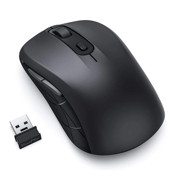 Bluetooth Wireless Optical Mouse Portable Silent Multi Device Ergonomic Mice BT1 BT2 2.4G for Windows Mac Laptop Computer Black