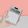 Calculator Plastic Calculator Rhinestone Crystal Dazzling 12 Digit Solar and Battery Dual Power LCD Display for Office, School White. 