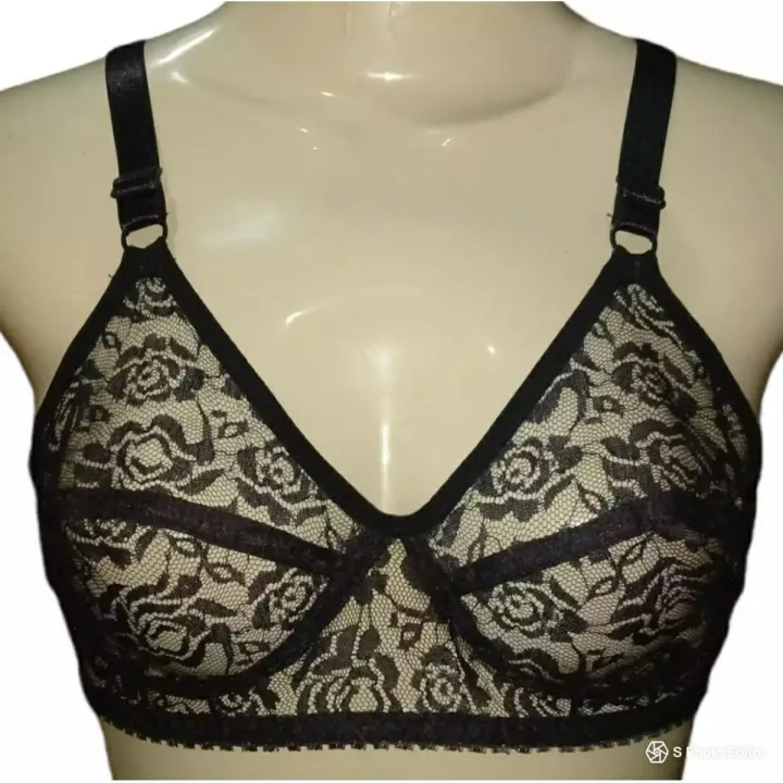 Netdesign Bra Women's Embroidered Black Net Bra Stylish Design, Premium Quality ...