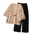 Women'S Oversized Printed T-Shirts And Flapper Trousers-Fabric Jersey Cotton - Relax In Style And Comfort. 