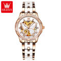 OLEVS Luxury Automatic Jam Tangan Perempuan Original Waterproof Swiss Imported Mechanical Movement Korea Style Cantik Gila Ceramic Strap Delicate Butterfly Dial. 