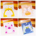 100PCS Cute Animals Candy Cake Biscuits Cookies Packaging Bags Self-adhesive Plastic Gifts Bags Party Birthday Snack Baking. 
