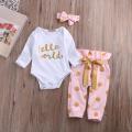 Infant Newborn Baby Girls HELLO WORLD Romper Tops+Pants Bodysuit Clothes Outfits. 