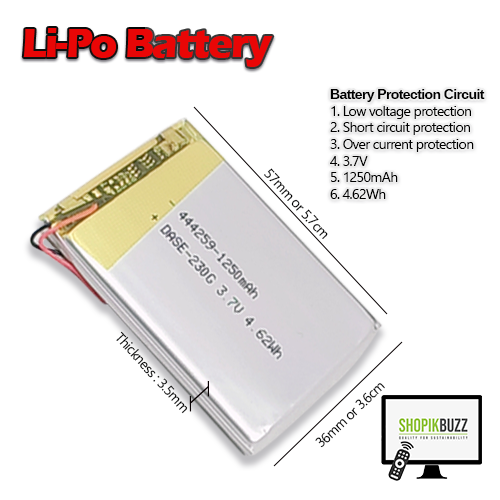 Li ion Lipo Battery: 3.7V -1250mAh Lithium ion Battery for Power Bank, Toys, DIY Projects, Lights and Others​| SkyScraper Store