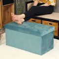 New Velvet Ottoman Storage Benches Folding Stool Soft Cushion Footrest Toy Storage Box Seat for Living Room Poof Foot Stool,38x76cm. 