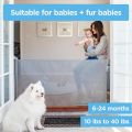 Child Safety Indoor/Outdoor Retractable Baby Gate 33" Tall, Extends to 71" Wide, Gray. 