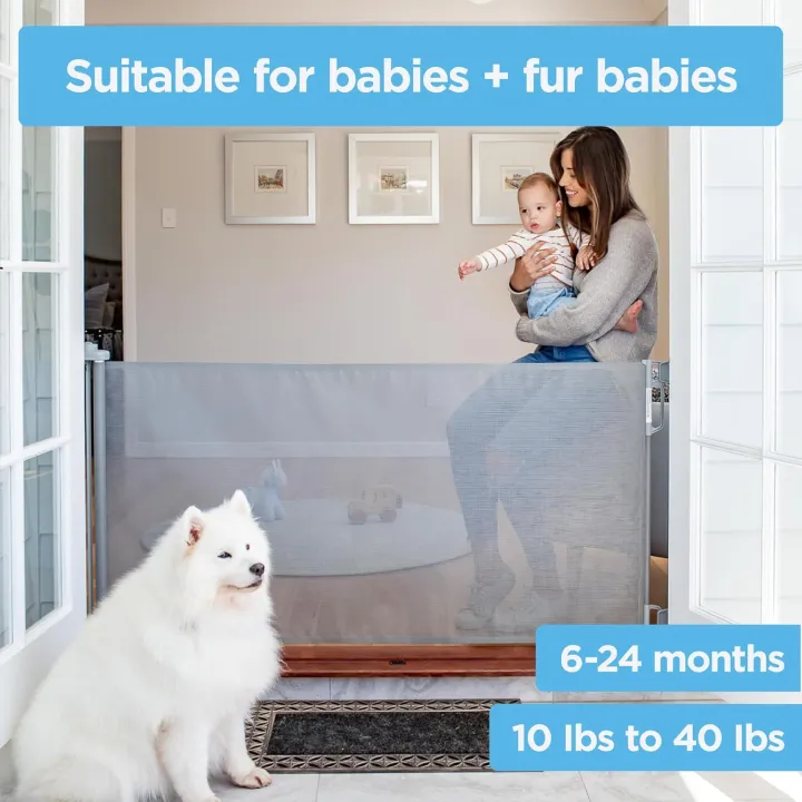 Child%20Safety%20Indoor/Outdoor%20Retractable%20Baby%20Gate%2033"%20Tall,%20Extends%20to%2071"%20Wide,%20Gray%20-%20Image%205
